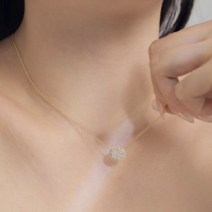 S925 5A Oval Zirconia Pendant Necklace 80200340