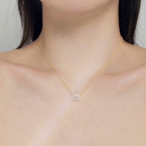 S925 5A Oval Zirconia Pendant Necklace 80200340