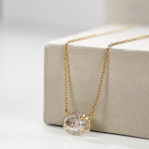S925 5A Oval Zirconia Pendant Necklace 80200340