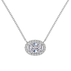 S925 5A Oval Zirconia Pendant Necklace 80200340