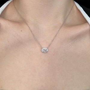 S925 5A Oval Zirconia Pendant Necklace 80200340