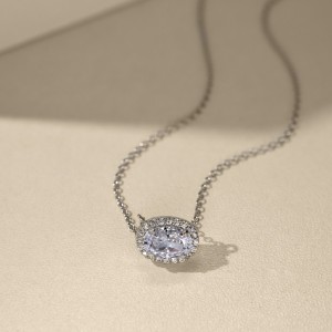 S925 5A Oval Zirconia Pendant Necklace 80200340