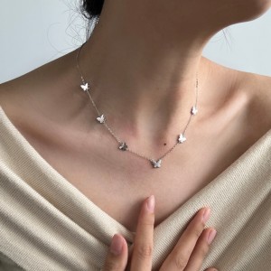 925 Sterling Silver Butterfly Necklace 80200341