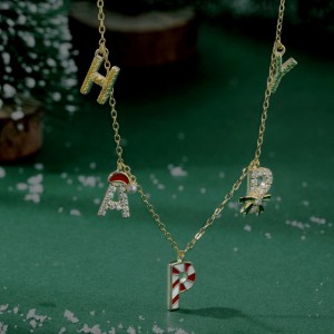 925 Sterling Silver Christmas Happy Letter Necklace 80200342
