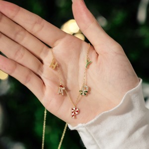 925 Sterling Silver Christmas Happy Letter Necklace 80200342