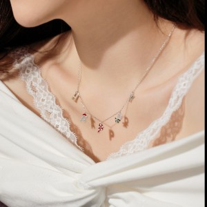 925 Sterling Silver Christmas Happy Letter Necklace 80200342