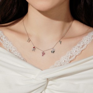 925 Sterling Silver Christmas Happy Letter Necklace 80200342