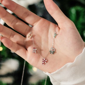 925 Sterling Silver Christmas Happy Letter Necklace 80200342