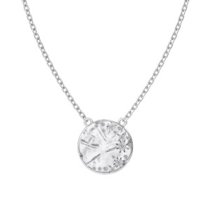 S925 Zirconia Star Brushed Round Pendant Necklace 80200343