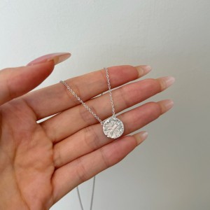 S925 Zirconia Star Brushed Round Pendant Necklace 80200343