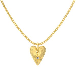 S925 Zirconia Star Brushed Heart Necklace 80200344