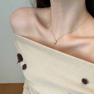 S925 Zirconia Star Brushed Heart Necklace 80200344