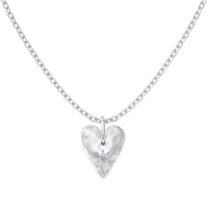 S925 Zirconia Star Brushed Heart Necklace 80200344