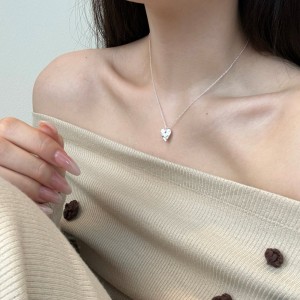 S925 Zirconia Star Brushed Heart Necklace 80200344