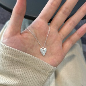 S925 Zirconia Star Brushed Heart Necklace 80200344