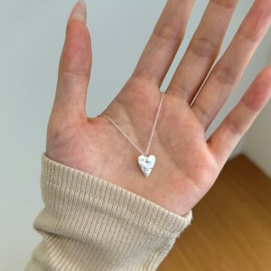 S925 Zirconia Star Brushed Heart Necklace 80200344