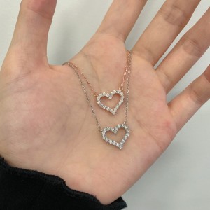 925 Sterling Silver Zirconia Heart Necklace 80200345