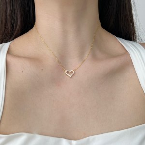 925 Sterling Silver Zirconia Heart Necklace 80200345
