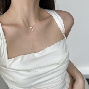 925 Sterling Silver Zirconia Heart Necklace 80200345