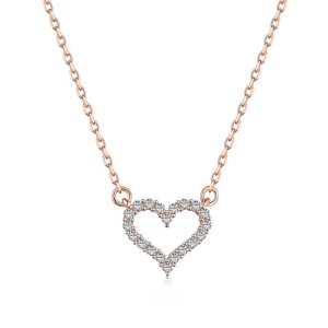 925 Sterling Silver Zirconia Heart Necklace 80200345