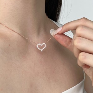 925 Sterling Silver Zirconia Heart Necklace 80200345