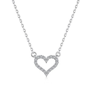 925 Sterling Silver Zirconia Heart Necklace 80200345