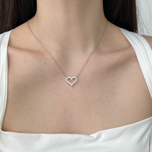 925 Sterling Silver Zirconia Heart Necklace 80200345