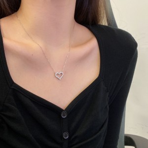 925 Sterling Silver Zirconia Heart Necklace 80200345