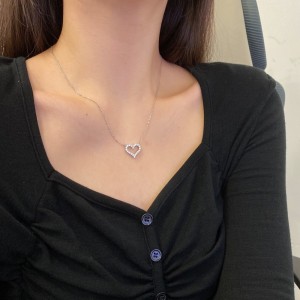 925 Sterling Silver Zirconia Heart Necklace 80200345