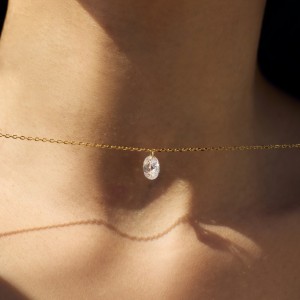 S925 5A Bling Oval Zirconia Necklace 80200347