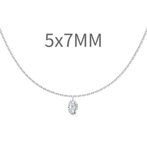 S925 5A Bling Oval Zirconia Necklace 80200347