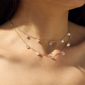 S925 Bling Five Round Zirconia Necklace 80200349