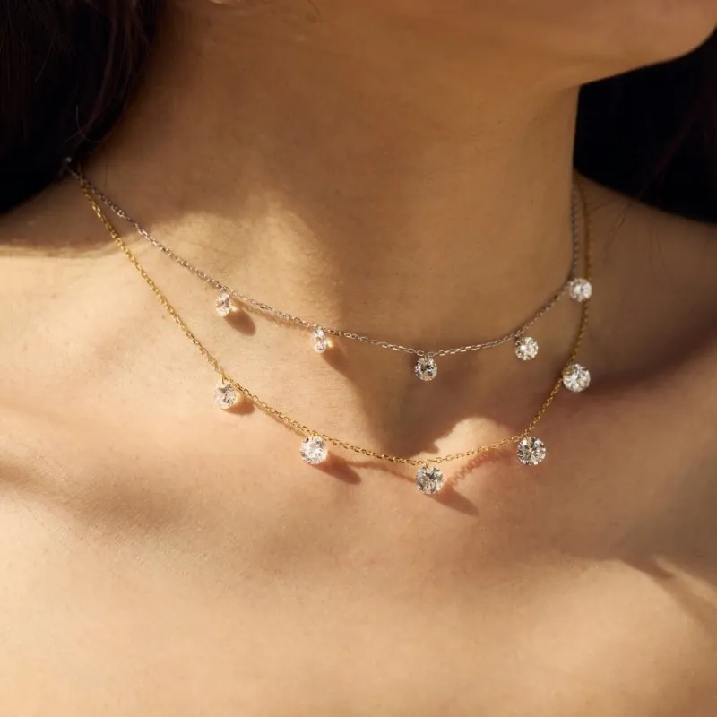 S925 Bling Five Round Zirconia Necklace 80200349