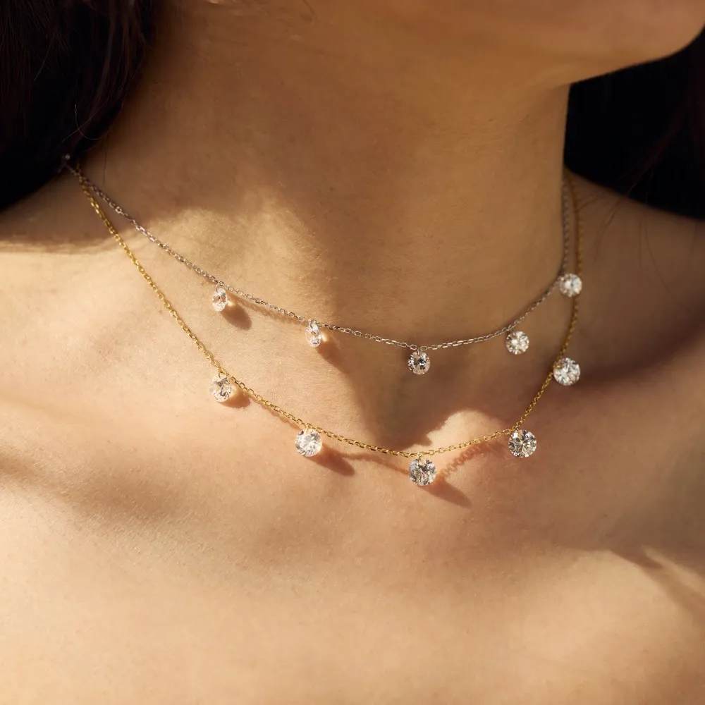 S925 Bling Five Round Zirconia Necklace 80200349