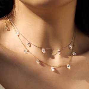 S925 5A Bling Five Oval Zirconia Necklace 80200350