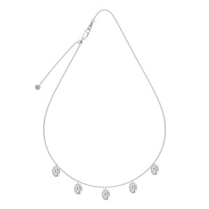 S925 5A Bling Five Oval Zirconia Necklace 80200350