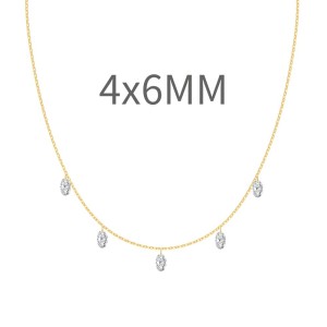 S925 5A Bling Five Oval Zirconia Necklace 80200350