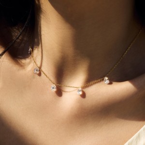 S925 5A Bling Five Oval Zirconia Necklace 80200350