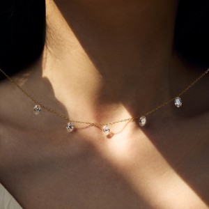 S925 5A Bling Five Oval Zirconia Necklace 80200350