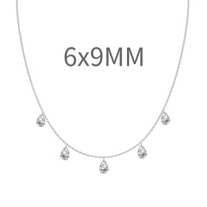 S925 5A Bling Five Waterdrop Zirconia Necklace 80200351