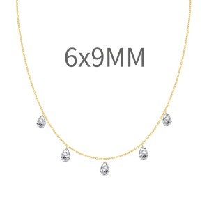 S925 5A Bling Five Waterdrop Zirconia Necklace 80200351