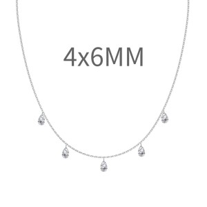 S925 5A Bling Five Waterdrop Zirconia Necklace 80200351