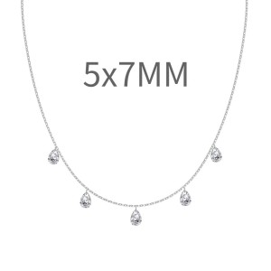 S925 5A Bling Five Waterdrop Zirconia Necklace 80200351