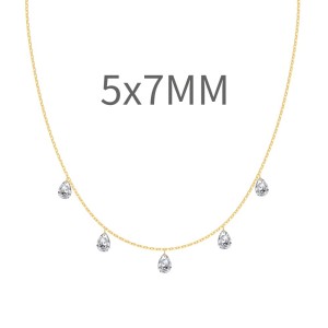 S925 5A Bling Five Waterdrop Zirconia Necklace 80200351