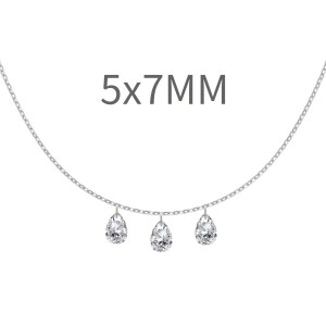 S925 5A Bling Three Waterdrop Zirconia Necklace80200352