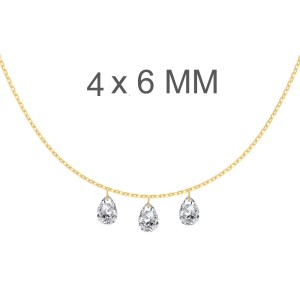 S925 5A Bling Three Waterdrop Zirconia Necklace80200352