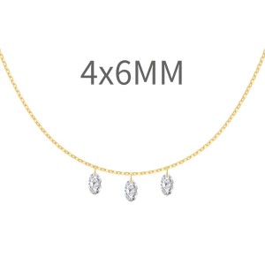 S925 5A Bling Three Oval Zirconia Necklace 80200353