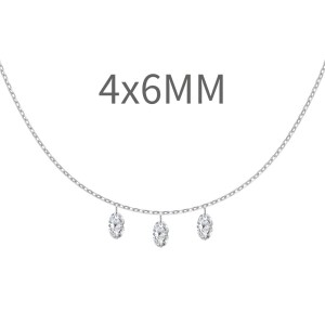 S925 5A Bling Three Oval Zirconia Necklace 80200353