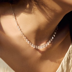 S925 5A Bling Oval Zirconia Necklace 80200355