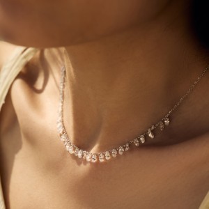 S925 5A Bling Oval Zirconia Necklace 80200355